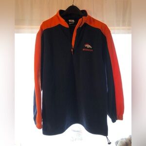 Denver Broncos Mens Fleece Sweatshirt QuarterZip Sz XL